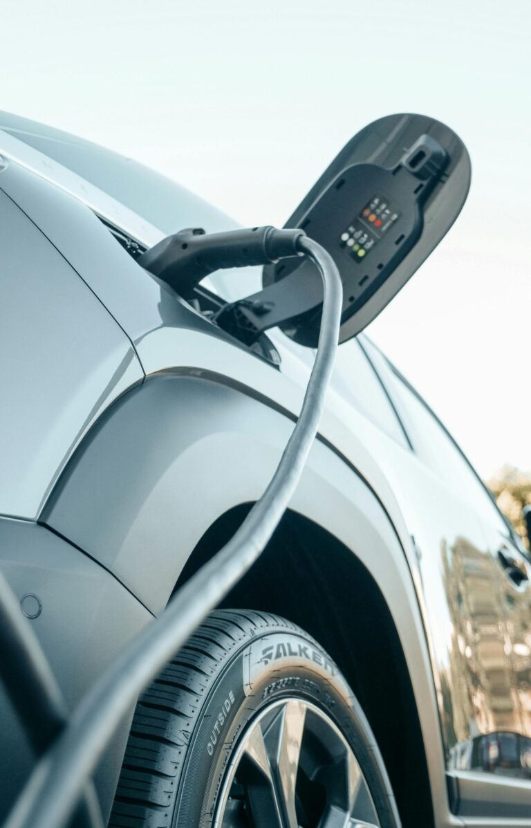 Véhicule électrique en charge sur une borne
