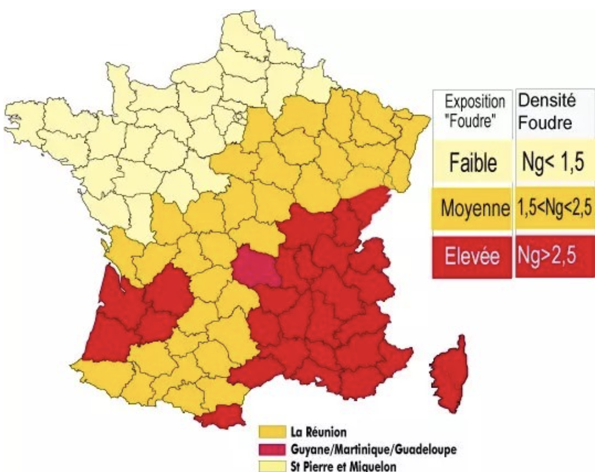 Carte france foudre